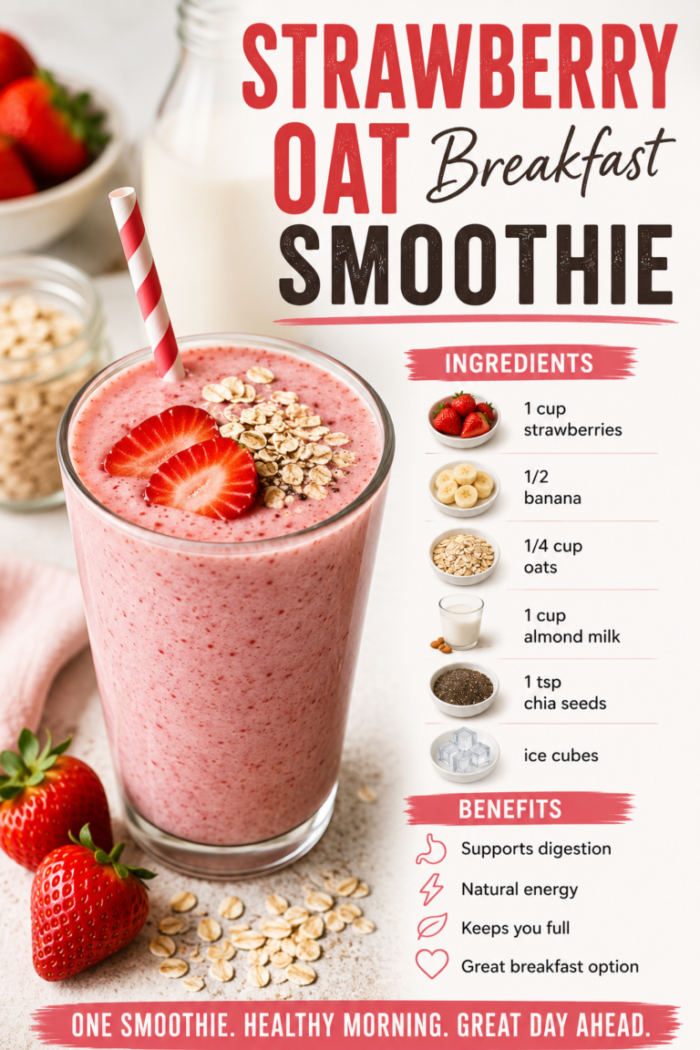 Strawberry Oat Breakfast Smoothie 🍓